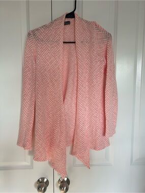 Soft Pink Chevron Open-Front Cardigan